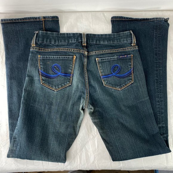 7 Seven  Women's Regular Boot cut Jeans Dark Blue Wash 31 - Picture 13 of 13